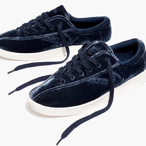 Anthropologie Shoes - Anthropologie Tretorn Blue Velvet Sneakers
